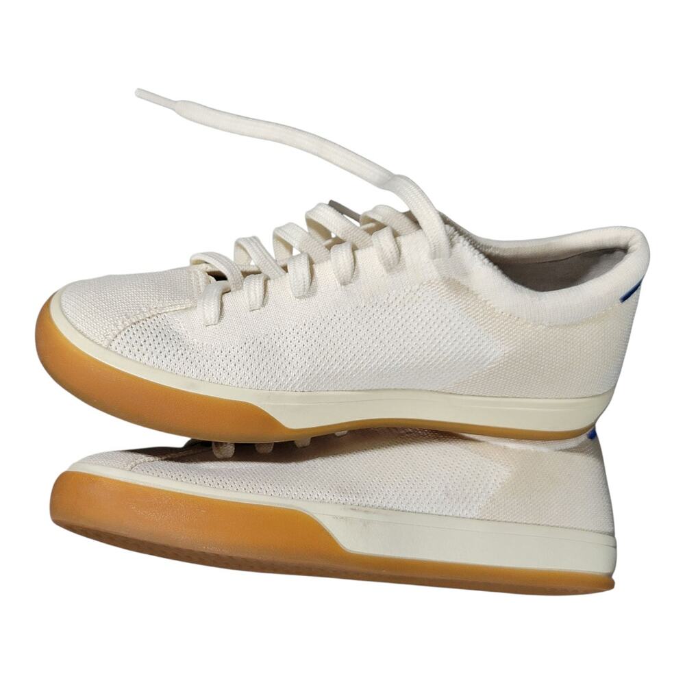 Rothy's White Canvas Lace-Up Sneakers with Tan Gum Sole - Picture 3 of 10